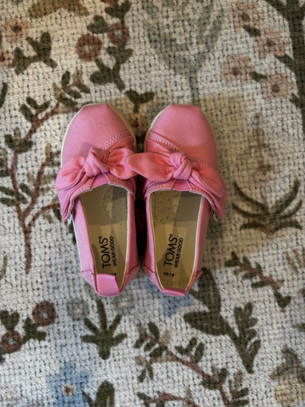 TOMS Pink Knot-Accent Slip Ons NWOT